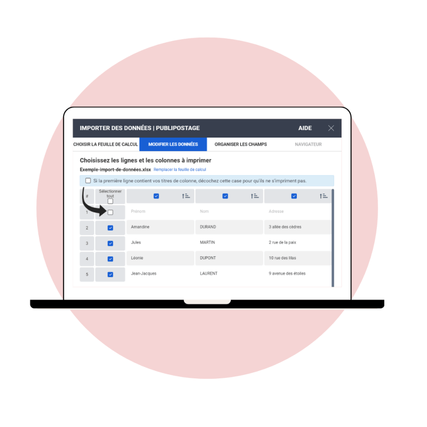 Import de données dans le logiciel Avery Design & Print