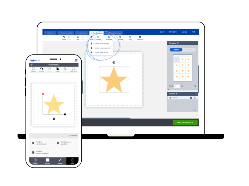 Outil forme du logiciel Avery Design & Print
