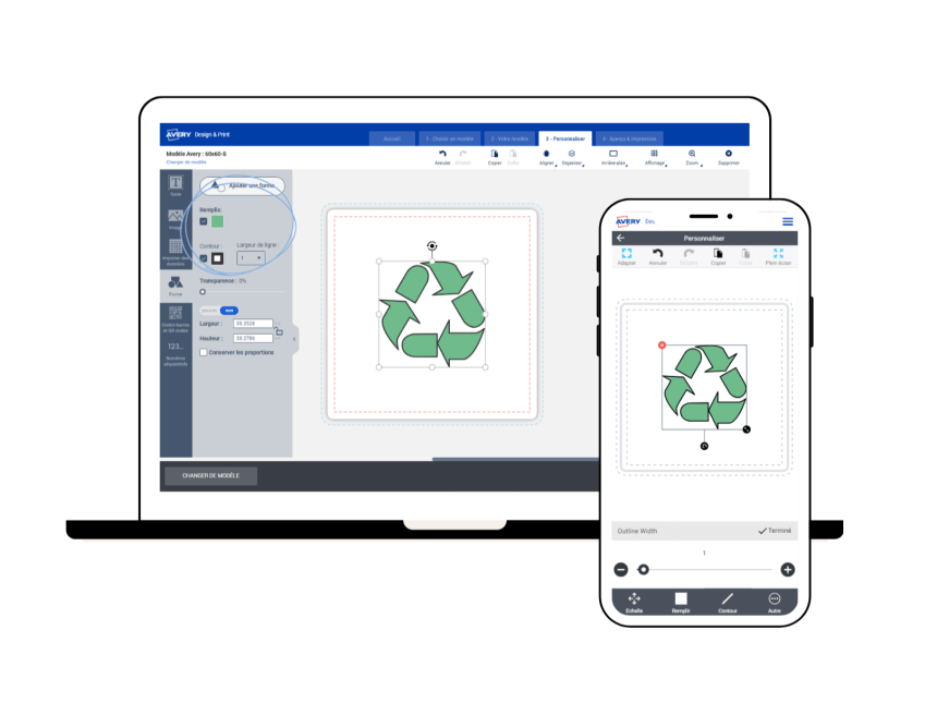 Outil forme du logiciel Avery Design & Print