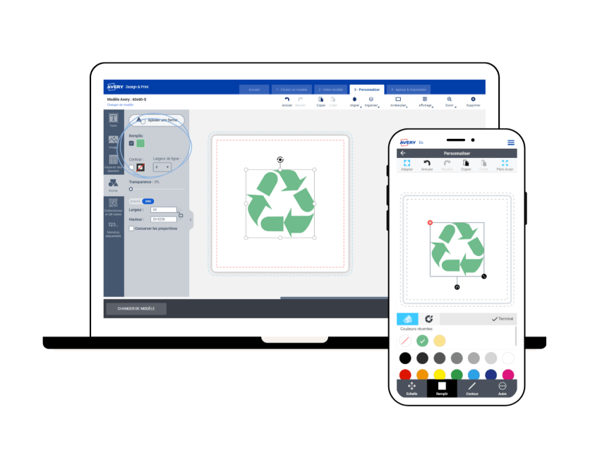 Outil forme du logiciel Avery Design & Print