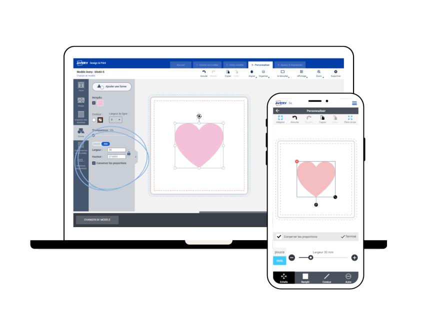 Outil forme du logiciel Avery Design & Print