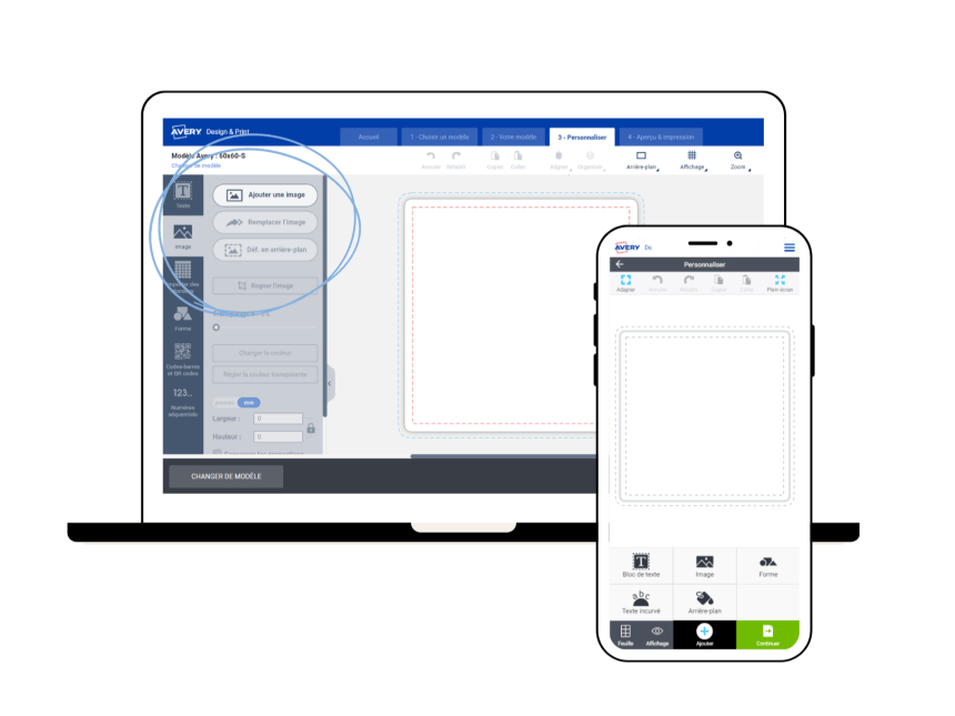 Outil image du logiciel Avery Design & Print