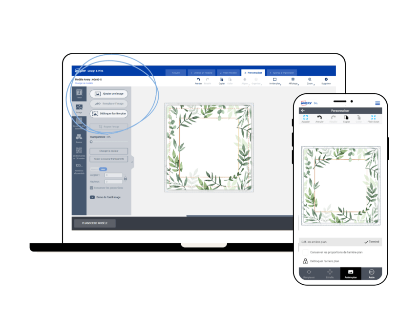 Outil image du logiciel Avery Design & Print