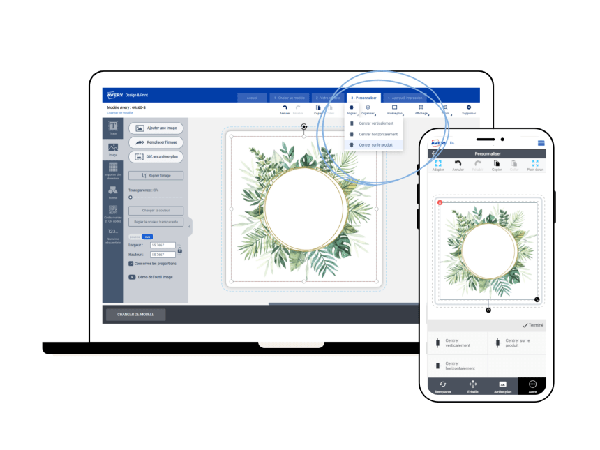 Outil image du logiciel Avery Design & Print