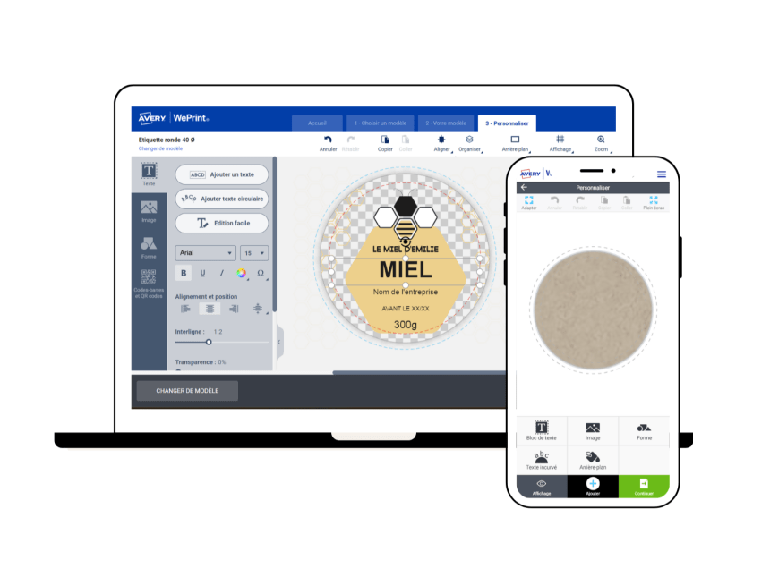 Créer un projet dans Avery Design & Print