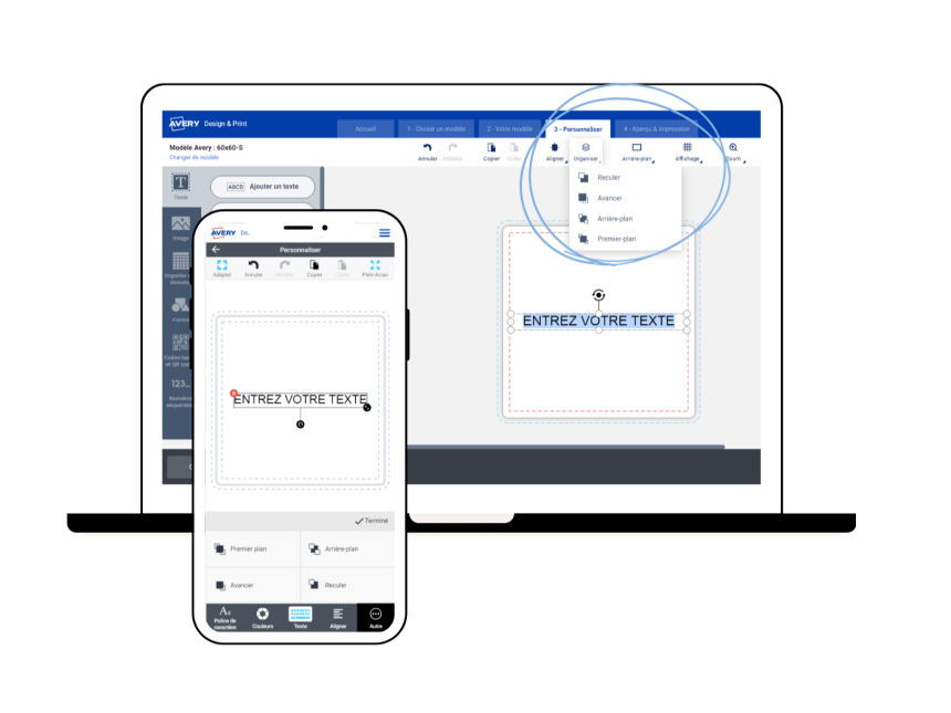 Outil texte du logiciel Avery Design & Print