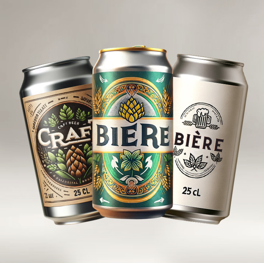 matières étiquettes canette de bière