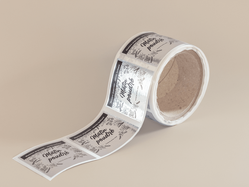 Etiquettes rouleaux argentées personnalisées