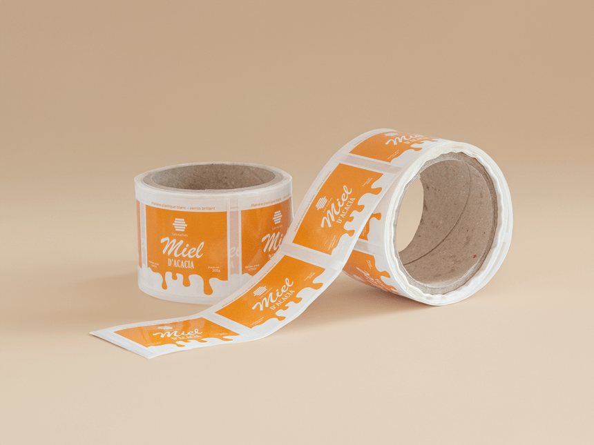 Etiquettes miel en rouleaux personnalisées