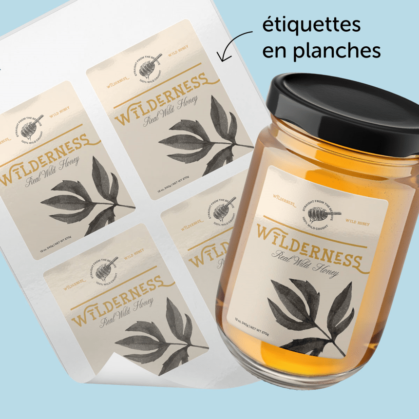 Etiquettes personnalisées pour pot de miel en planches
