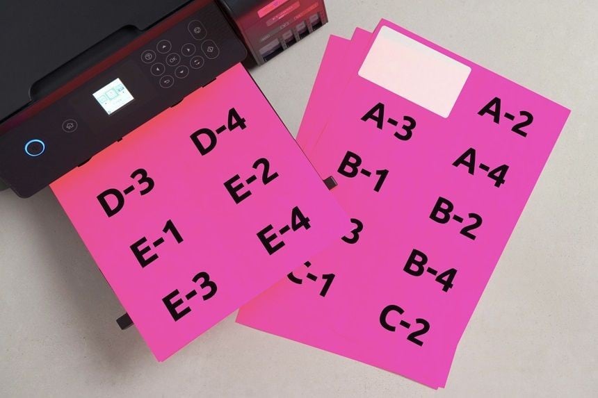 Etiquettes vierges autocollantes rose fluo