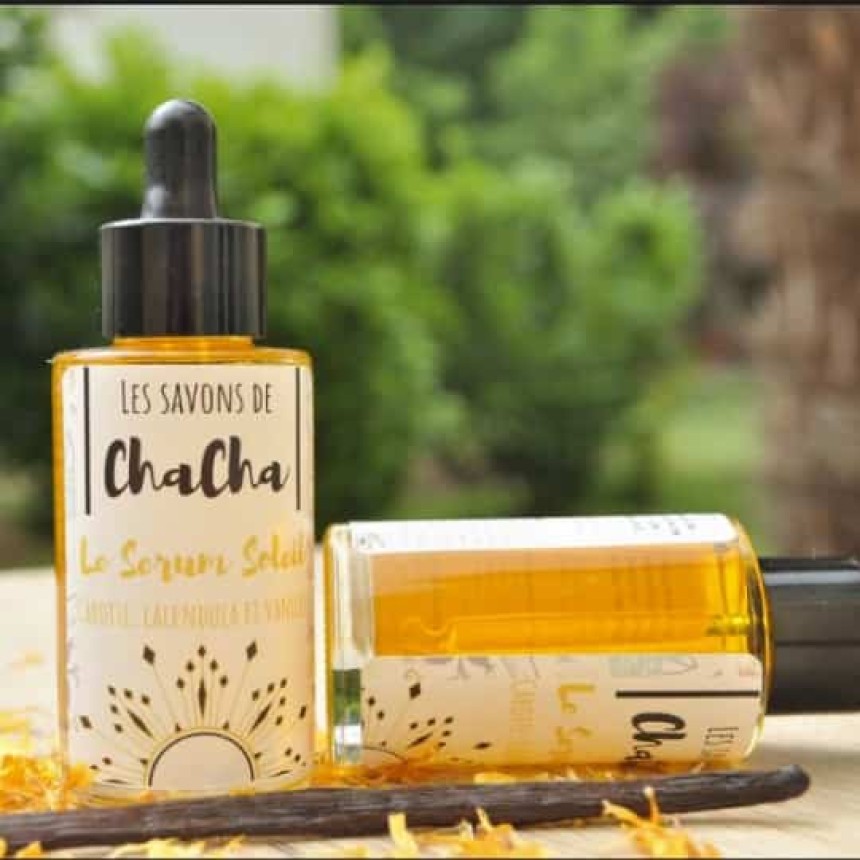 étiquettes personnalisées sur des savons de la marque cha cha