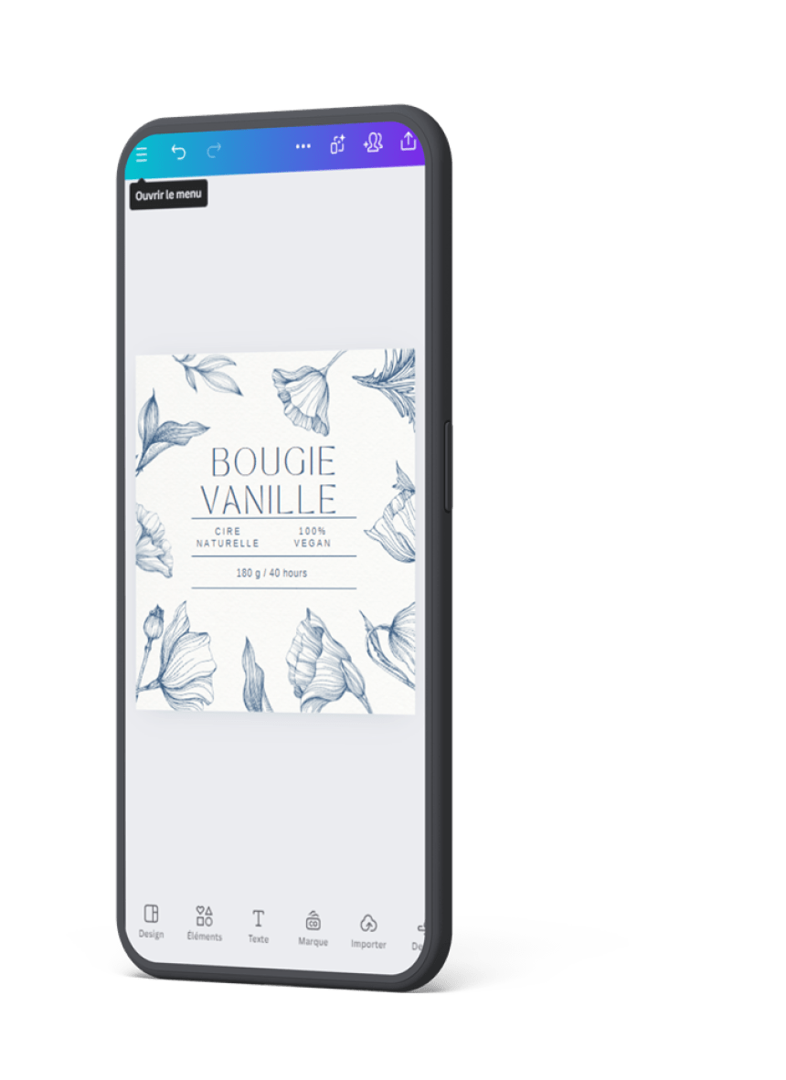 Illustration du logiciel CANVA sur un téléphone portable