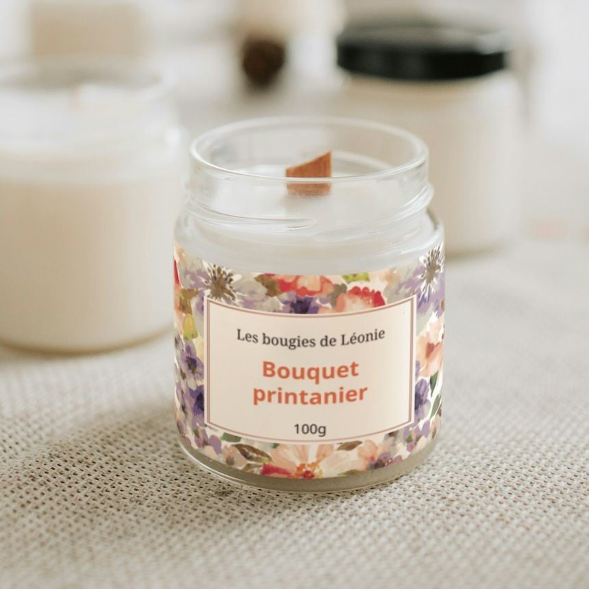 design bouquet beige pour étiquettes bougies