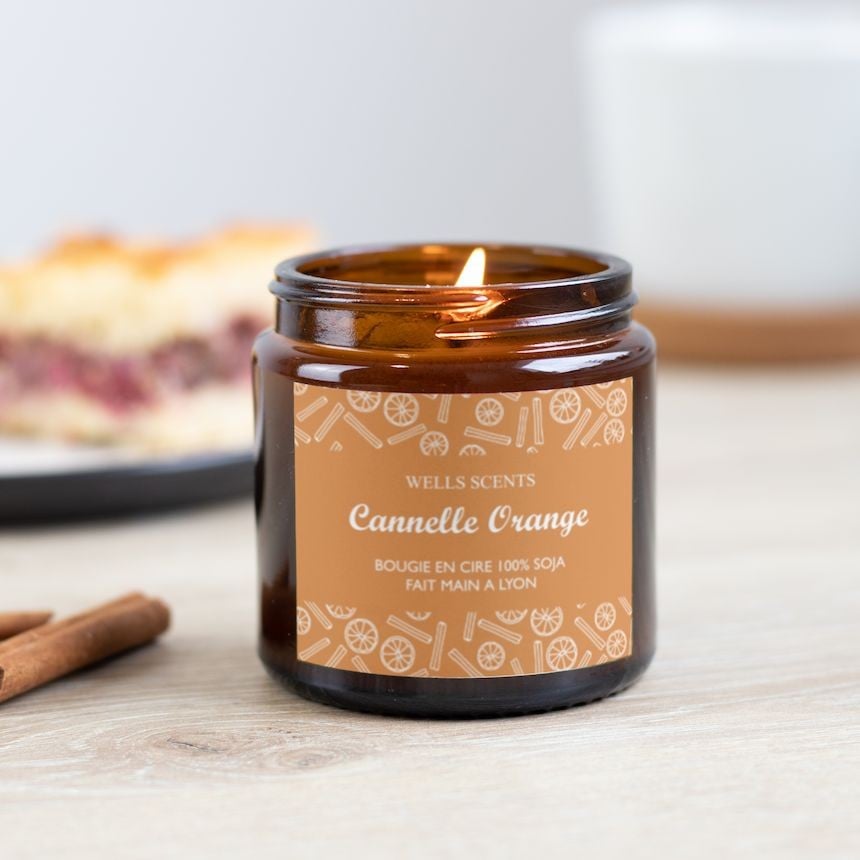 Design cannelle orange pour étiquettes bougies