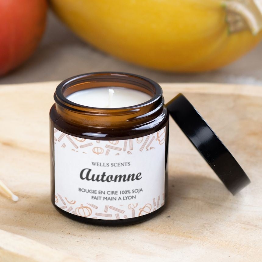 Design citrouille d'automne pour étiquettes bougies