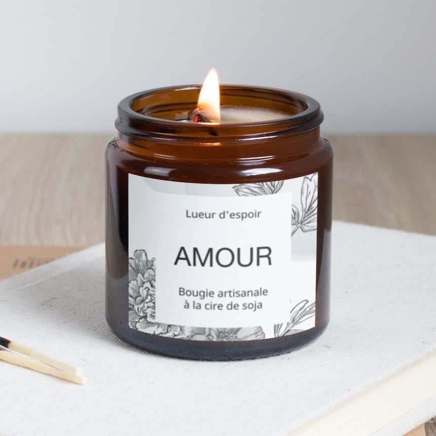 Design douceur florale pour étiquettes bougies