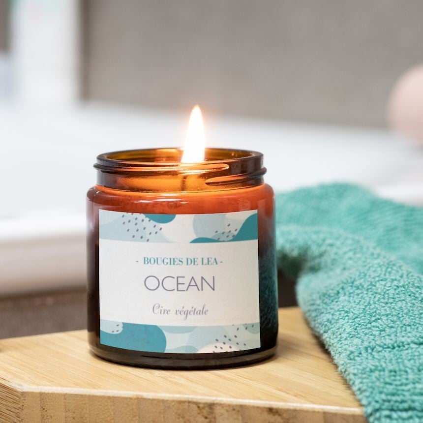 Design douceur océane pour étiquettes bougies