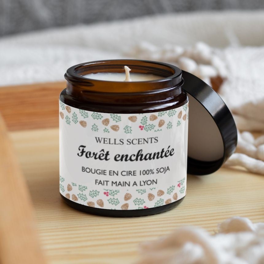 design forêt enchantée pour étiquettes bougies