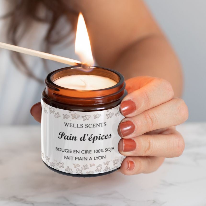 Design pain d'épices pour étiquettes bougies