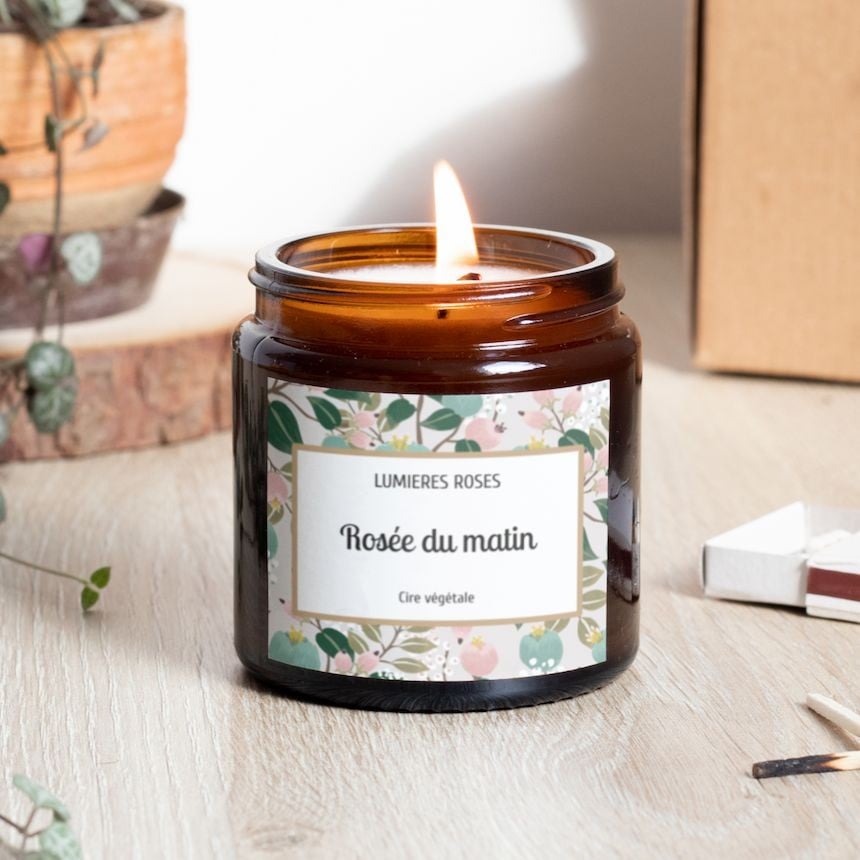 Design rosée du matin pour étiquettes bougies