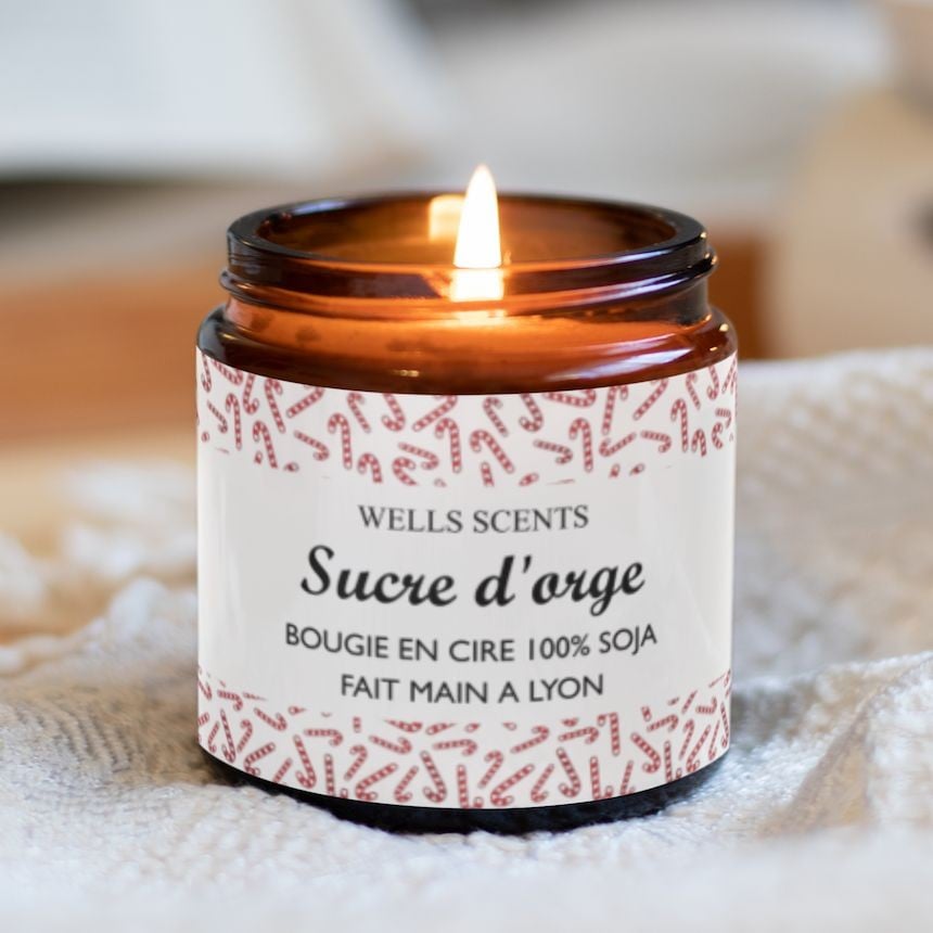 Design sucre d'orge blanc pour étiquettes bougies