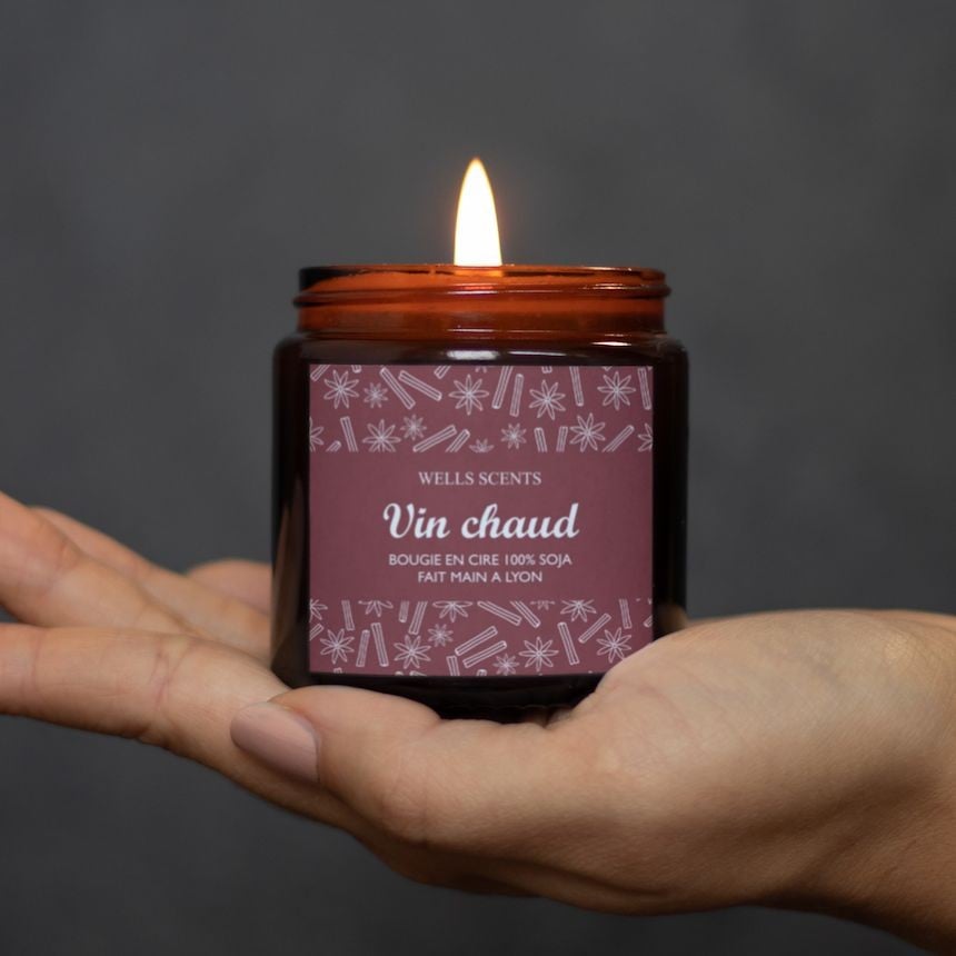 Design d'étiquettes bougies vin chaud