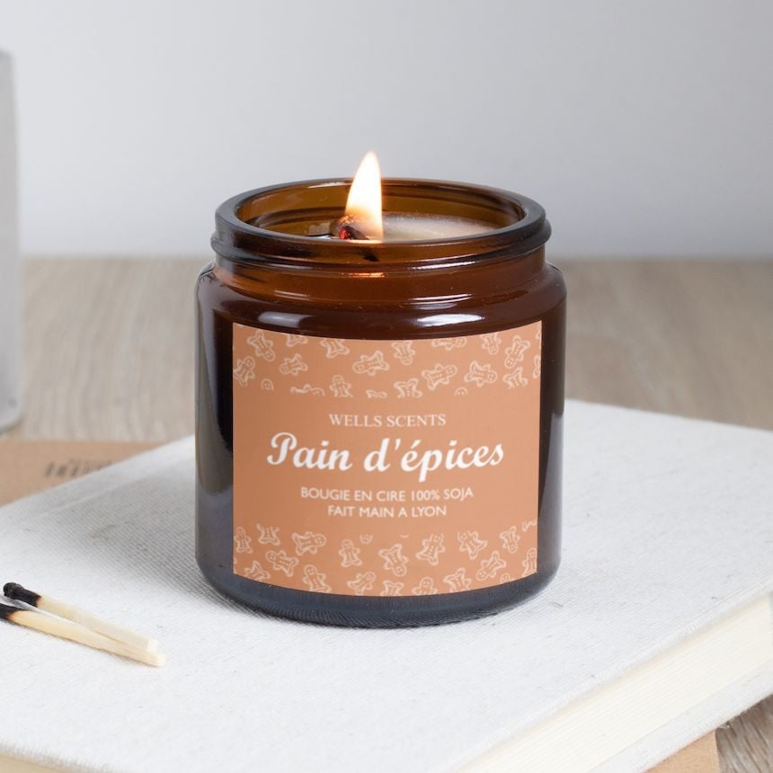 Design pain d'épices pour étiquettes bougies