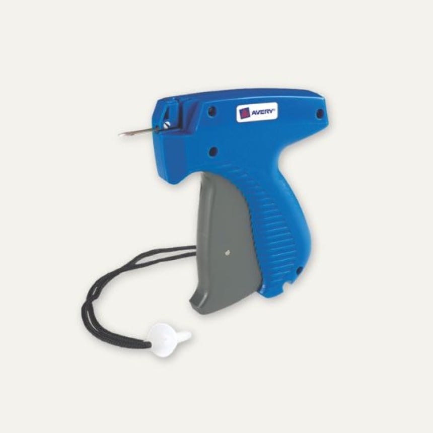 Pistolet textile bleu pour accrocher des étiquettes