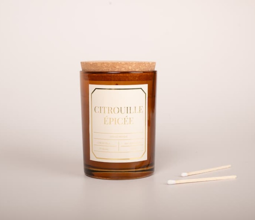 étiquettes bougies personnalisée design automne citrouille