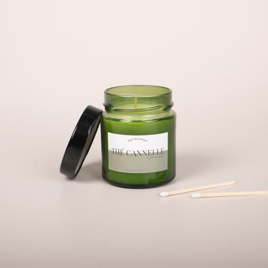 étiquettes bougies personnalisée design d'automne thé à la cannelle