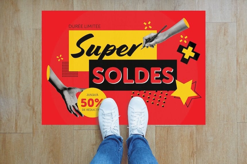 Sticker sol personnalisé de forme rectangulaire