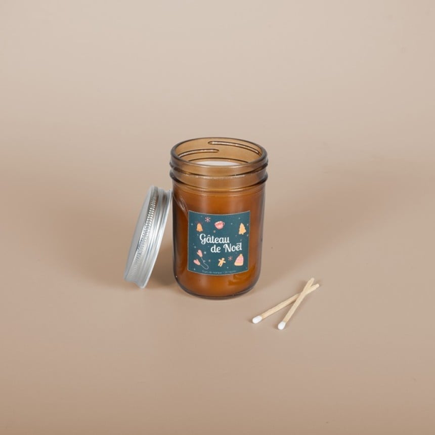 Etiquette bougie personnalisée avec motifs de Noël
