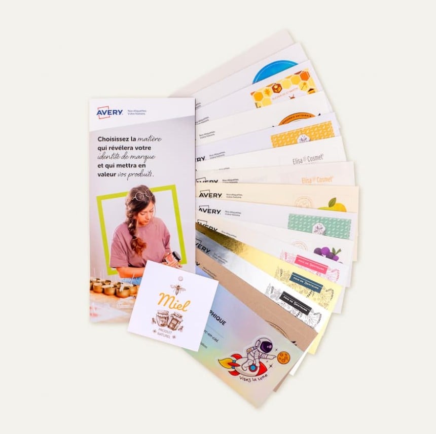 kit échantillons des matières d'étiquettes personnalisées Avery