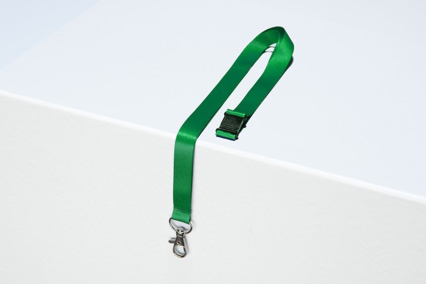 Tour de cou vert pour badge avec mousqueton en métal et clip de sécurité