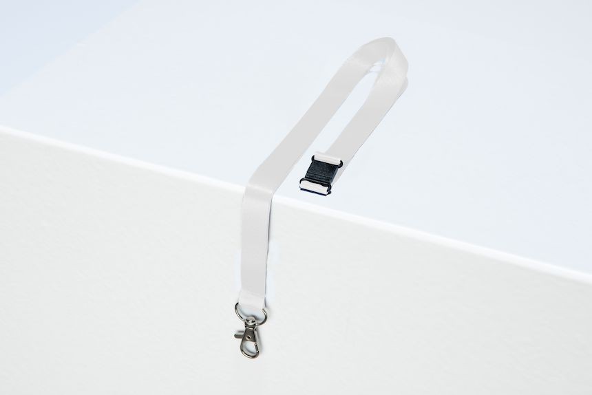 Tour de cou blanc pour porte-badge avec mousqueton en métal et clip de sécurité