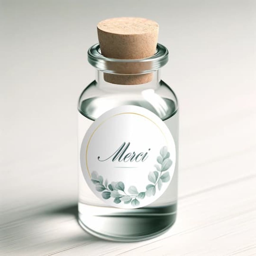 étiquettes merci eucalyptus pour personnaliser une fiole