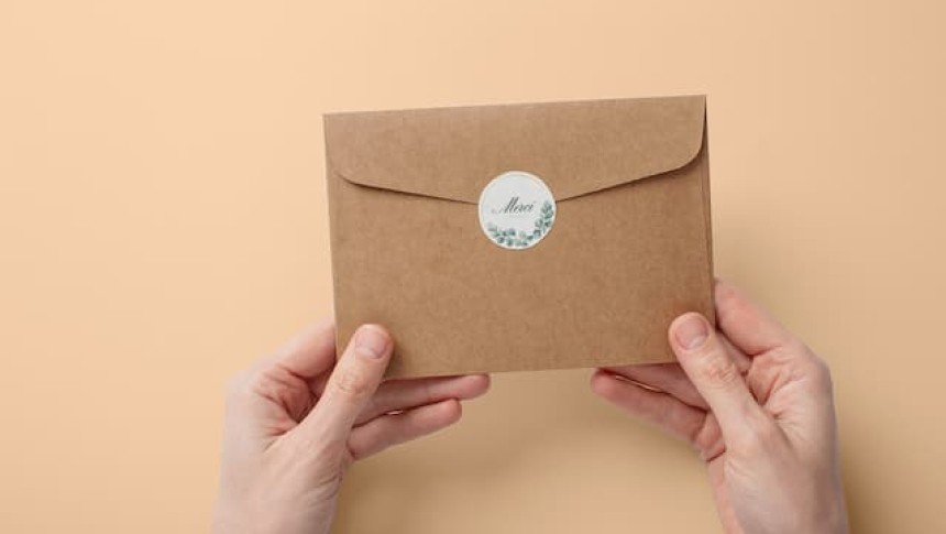 étiquettes merci eucalyptus pour sceller une enveloppe