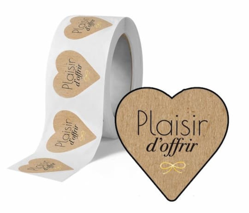500 stickers plaisir d'offrir en rouleau