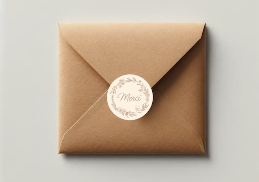 Stickers rond merci pour sceller une enveloppe