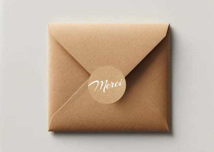 autocollant merci kraft pour sceller une enveloppe