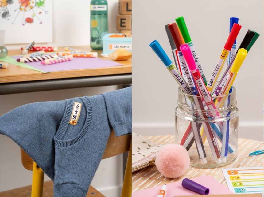 Etiquettes prénom autocollantes pour marquer les affaires des bébés pour la rentrée des classes