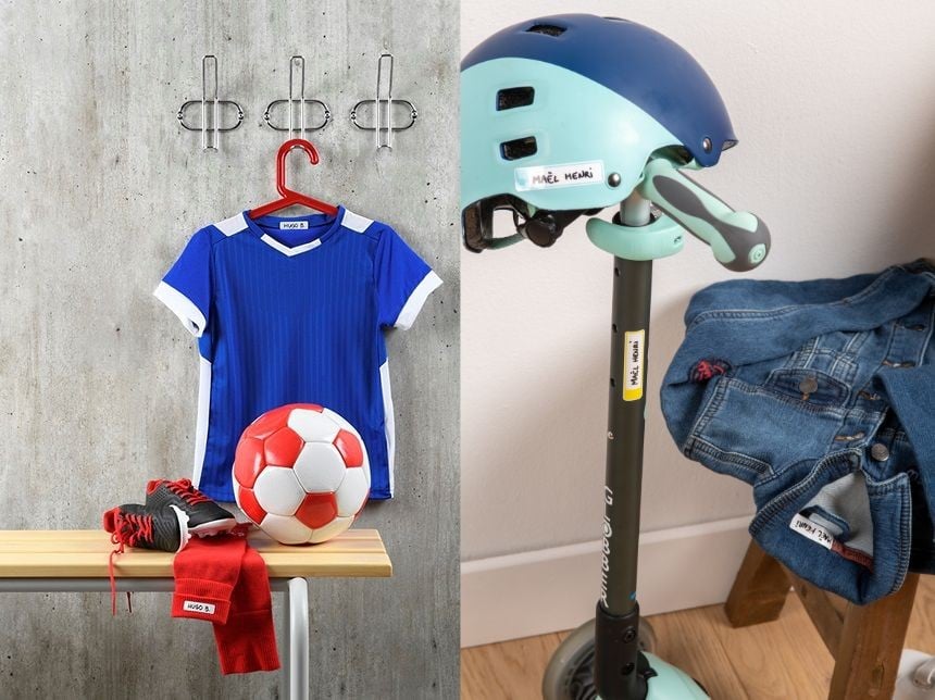 Etiquettes prénom autocollantes pour marquer les affaires des enfants pour les activités sportives