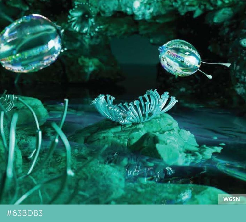 Inspirations en lien avec la tendance couleurs 2025 aquatic awe