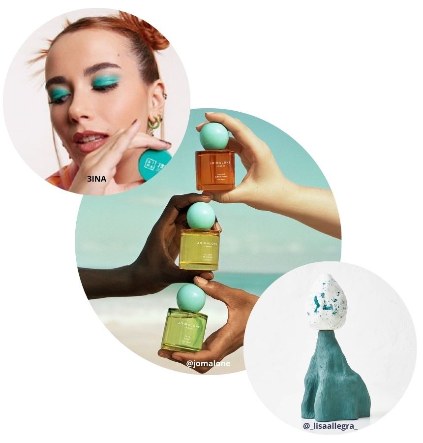 Inspirations en lien avec la tendance couleurs 2025 aquatic awe