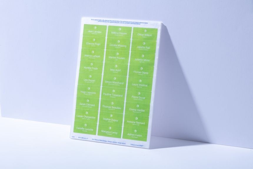 Planche de badges autocollants imprimés avec un design vert