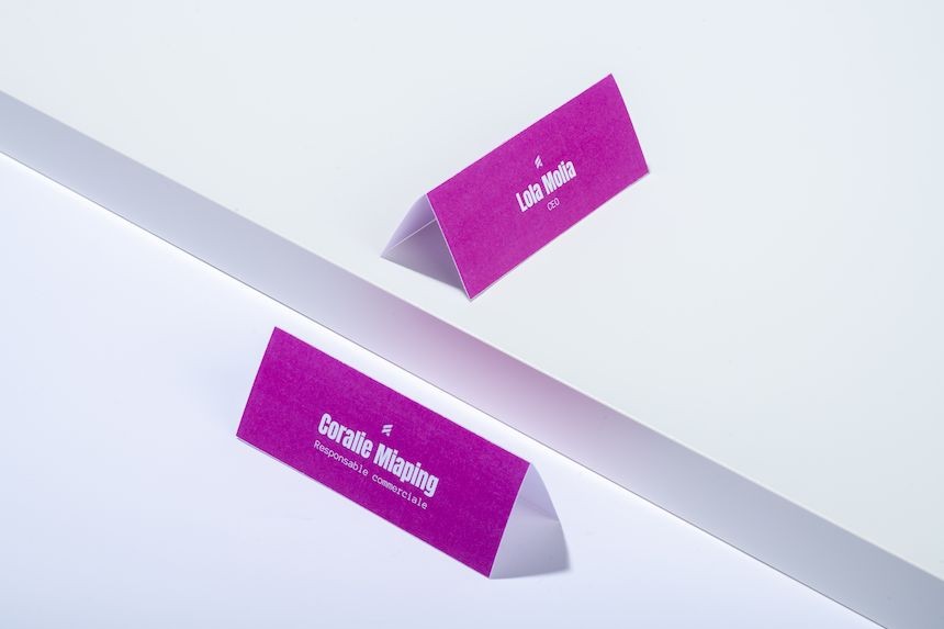 Chevalets porte-nom de petite taille imprimés avec un design rose