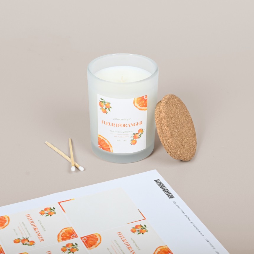 Design d'étiquette de bougie du parfum de Fleur d'oranger
