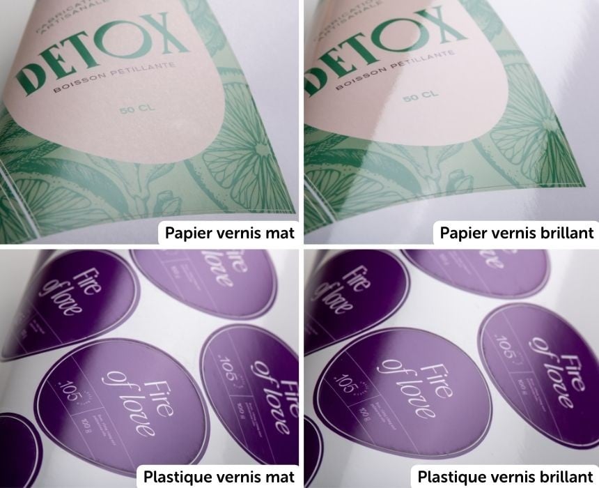 Les différentes finitions de vernis sur papier ou plastique Les différentes finitions de vernis sur papier ou plastique