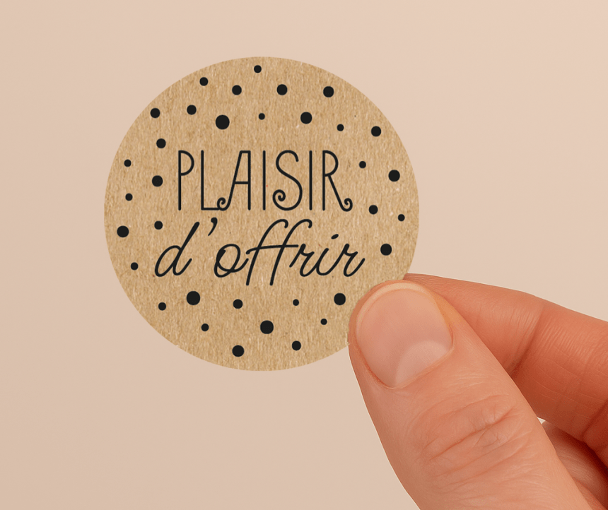Etiquette plaisir d'offrir effet kraft